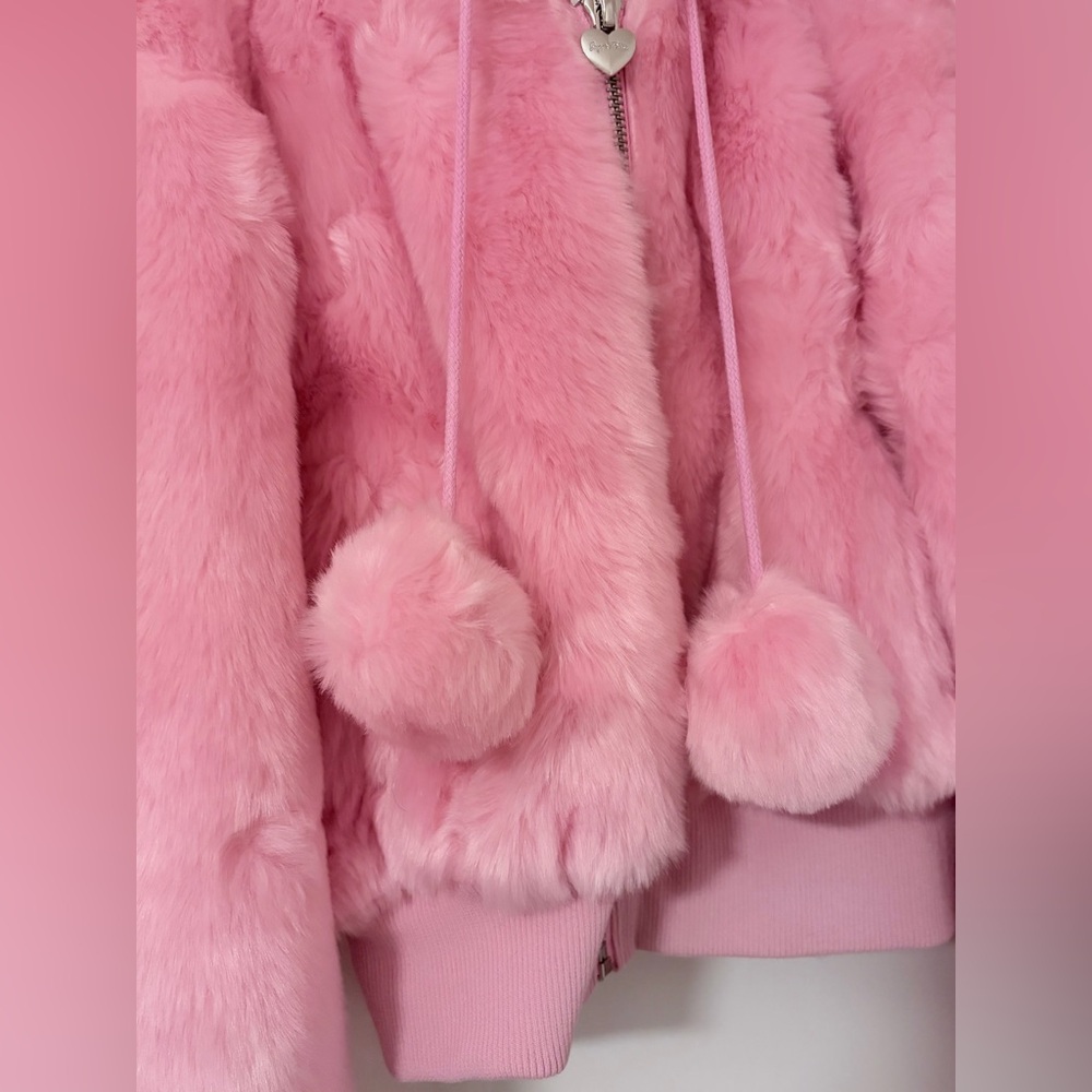 Sugar Thrillz CANDY BLOSSOM FAUX FUR JACKET- PINK XL - Picture 2 of 9